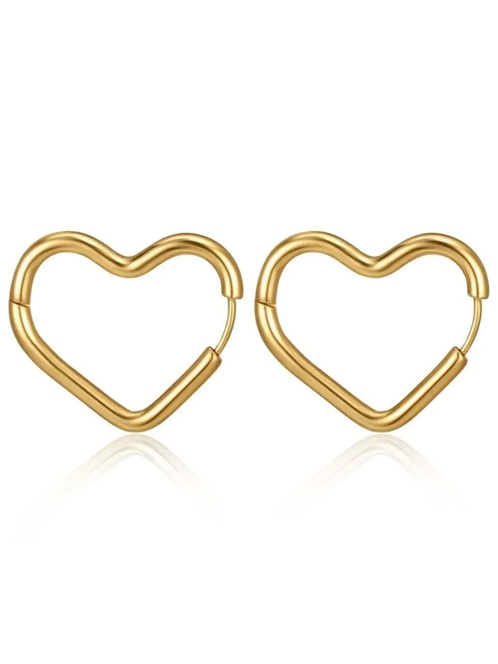 Gold Heart Hoop Earrings Q1102
